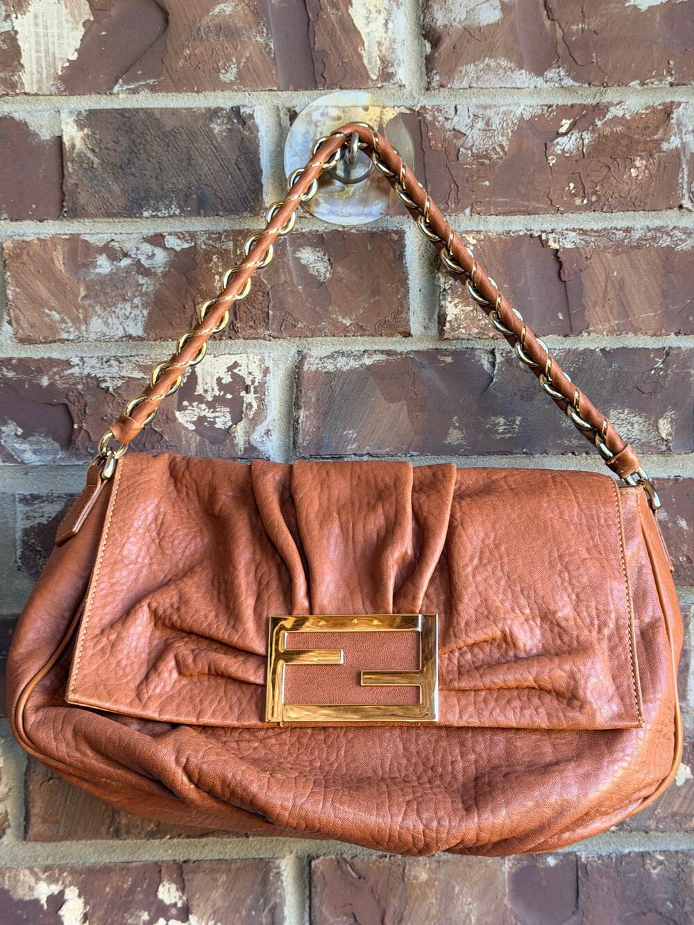 Fendi Mia Flap Bag Leather Brown 65762